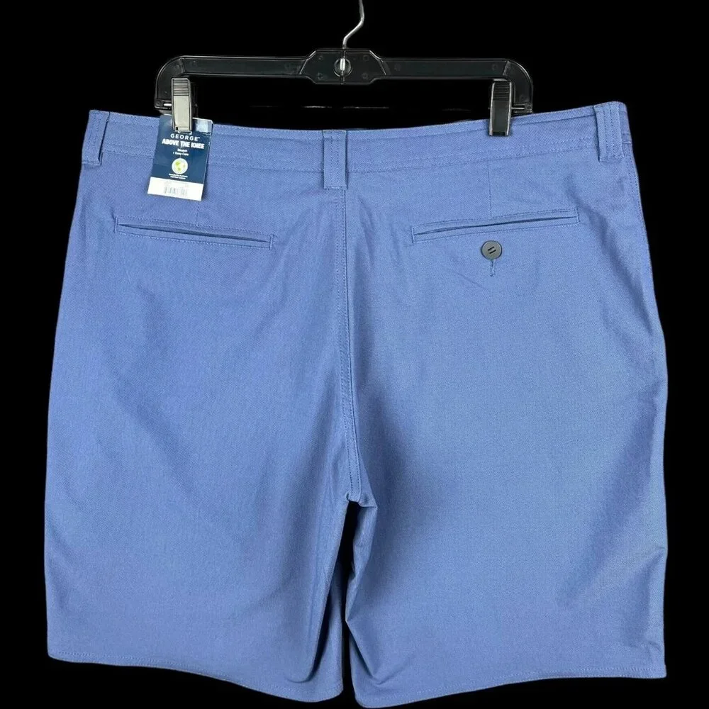 George Mens Flat Front Casual Shorts Size 44X9 Blue & Tan Lot of 2 Mid-rise Fit